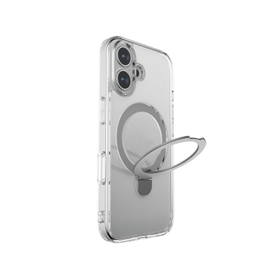 Apple iPhone 16 Case Magsafe Charging Featured Raptic Air Stand Series Frosted Transparent Design Stand Cover - 2