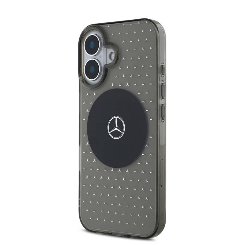 Apple iPhone 16 Case Mercedes Benz Original Licensed Magsafe Charging Feature Star Pattern Transparent Cover - 3