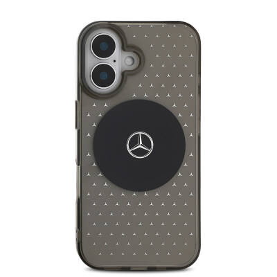 Apple iPhone 16 Case Mercedes Benz Original Licensed Magsafe Charging Feature Star Pattern Transparent Cover - 4