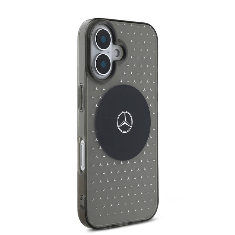 Apple iPhone 16 Case Mercedes Benz Original Licensed Magsafe Charging Feature Star Pattern Transparent Cover - 5