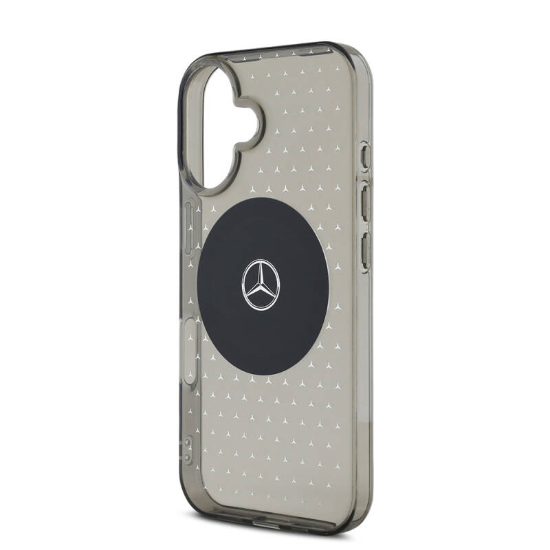 Apple iPhone 16 Case Mercedes Benz Original Licensed Magsafe Charging Feature Star Pattern Transparent Cover - 7