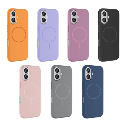 Apple iPhone 16 Case with M-Safe Charging Feature, Metal Camera Frame, Zore Edi Silicone Cover - 22