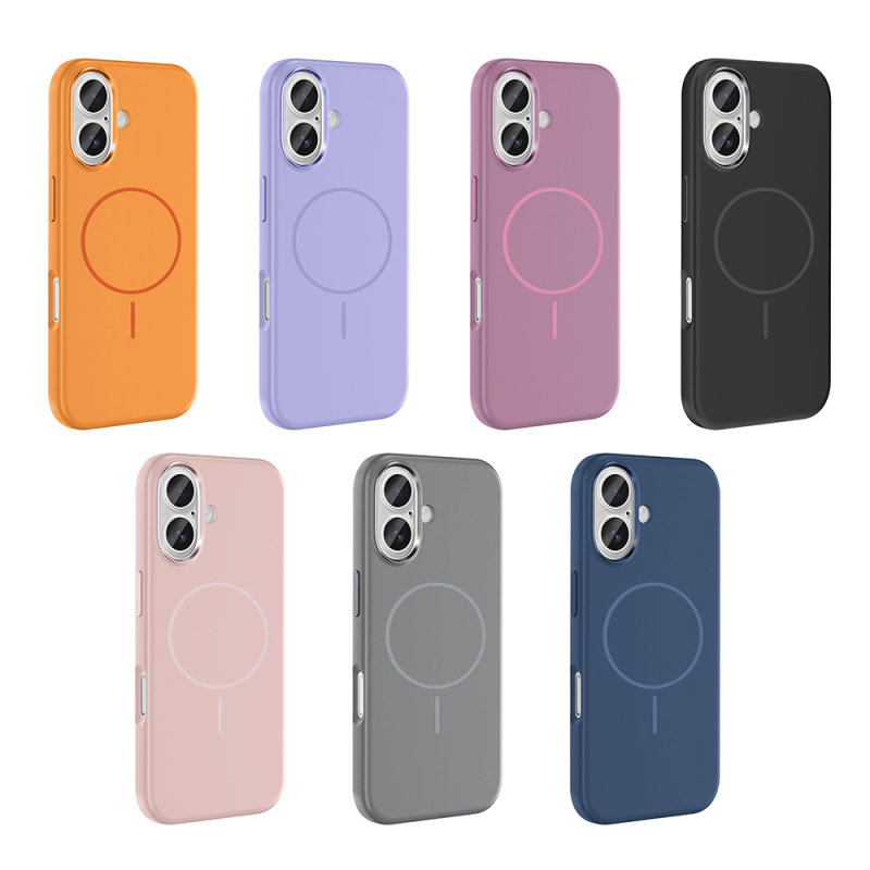 Apple iPhone 16 Case with M-Safe Charging Feature, Metal Camera Frame, Zore Edi Silicone Cover - 22