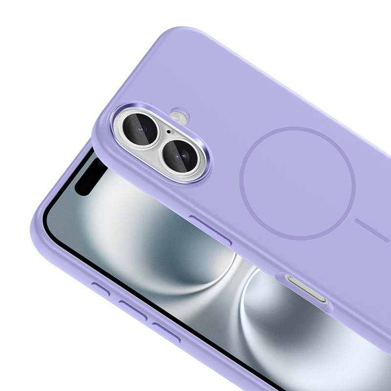 Apple iPhone 16 Case with M-Safe Charging Feature, Metal Camera Frame, Zore Edi Silicone Cover - 17