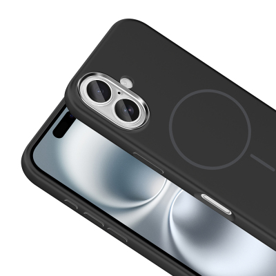 Apple iPhone 16 Case with M-Safe Charging Feature, Metal Camera Frame, Zore Edi Silicone Cover - 21