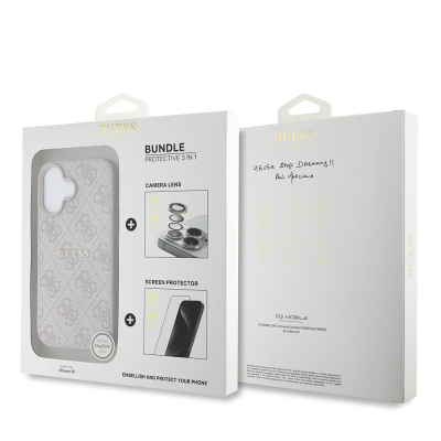 Apple iPhone 16 Guess Original Licensed Case + Screen Protector + Lens Protector 3in1 Accessory Set - 20