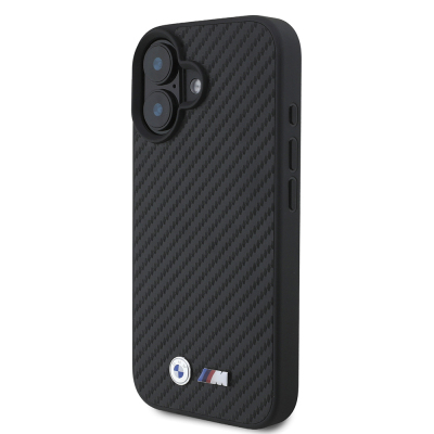 Apple iPhone 16 Kılıf BMW Orjinal Lisanslı Karbon Fiber Tasarımlı ve Metal Logolu PU Deri Kapak - 3