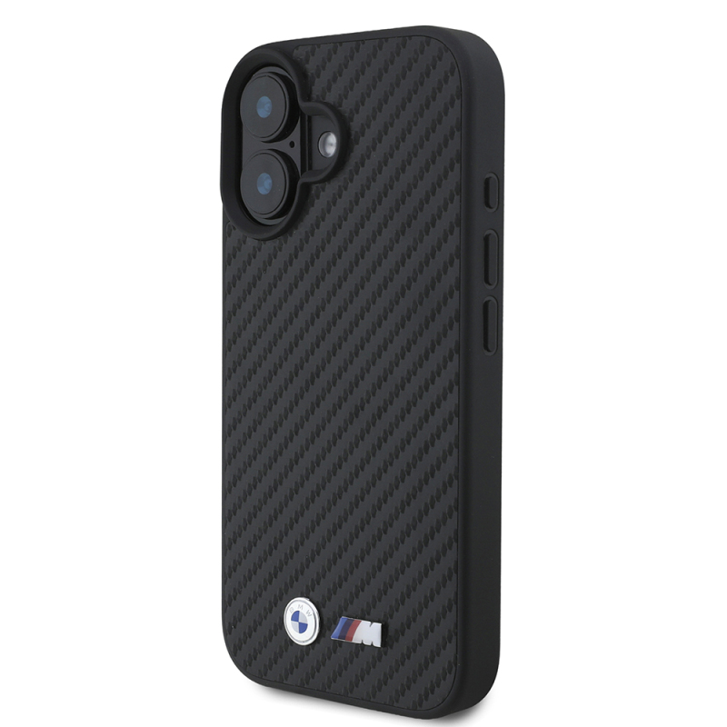 Apple iPhone 16 Kılıf BMW Orjinal Lisanslı Karbon Fiber Tasarımlı ve Metal Logolu PU Deri Kapak - 3
