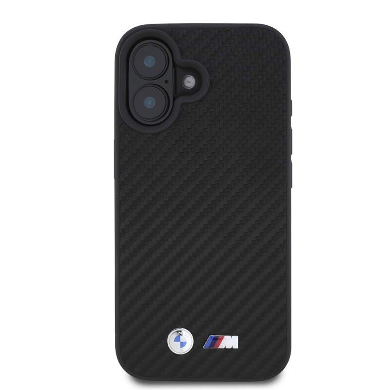 Apple iPhone 16 Kılıf BMW Orjinal Lisanslı Karbon Fiber Tasarımlı ve Metal Logolu PU Deri Kapak - 4
