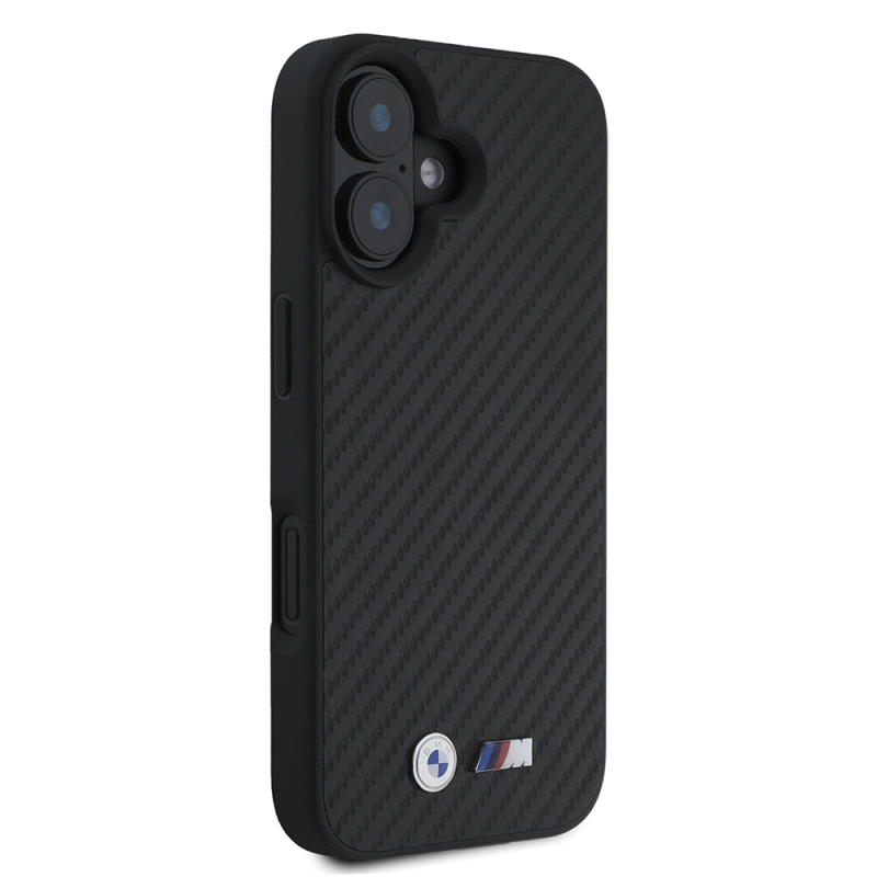 Apple iPhone 16 Kılıf BMW Orjinal Lisanslı Karbon Fiber Tasarımlı ve Metal Logolu PU Deri Kapak - 5