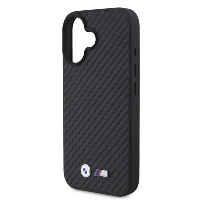 Apple iPhone 16 Kılıf BMW Orjinal Lisanslı Karbon Fiber Tasarımlı ve Metal Logolu PU Deri Kapak - 7