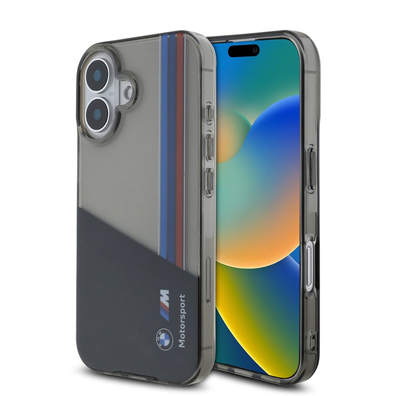 Apple iPhone 16 Kılıf BMW Orjinal Lisanslı Yarı Transparan M Dizayn Çizgili Kapak - 2