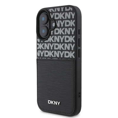 Apple iPhone 16 Kılıf DKNY Orjinal Lisanslı Kartlıklı 3D Yazılı Repeat Texture Pattern Kapak - 3