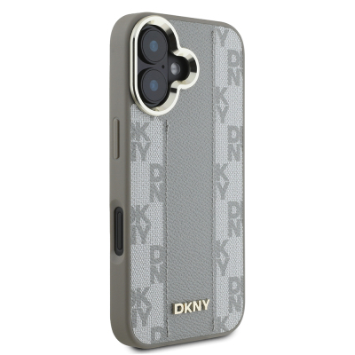 Apple iPhone 16 Kılıf DKNY Orjinal Lisanslı Magsafe Şarj Özellikli 3D Yazılı Checkered Pattern Kapak - 6