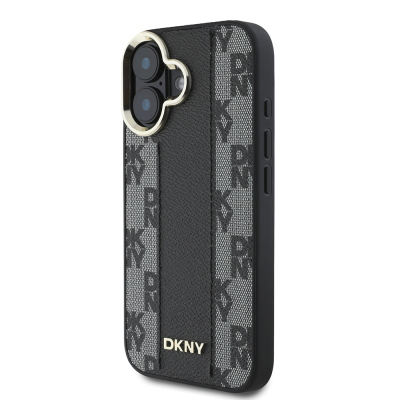 Apple iPhone 16 Kılıf DKNY Orjinal Lisanslı Magsafe Şarj Özellikli 3D Yazılı Checkered Pattern Kapak - 11