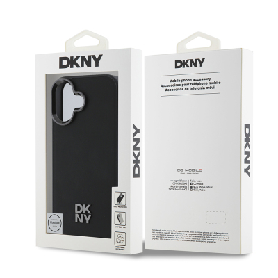 Apple iPhone 16 Kılıf DKNY Orjinal Lisanslı Magsafe Şarj Özellikli Metal Logolu PU Deri Plain Kapak - 9