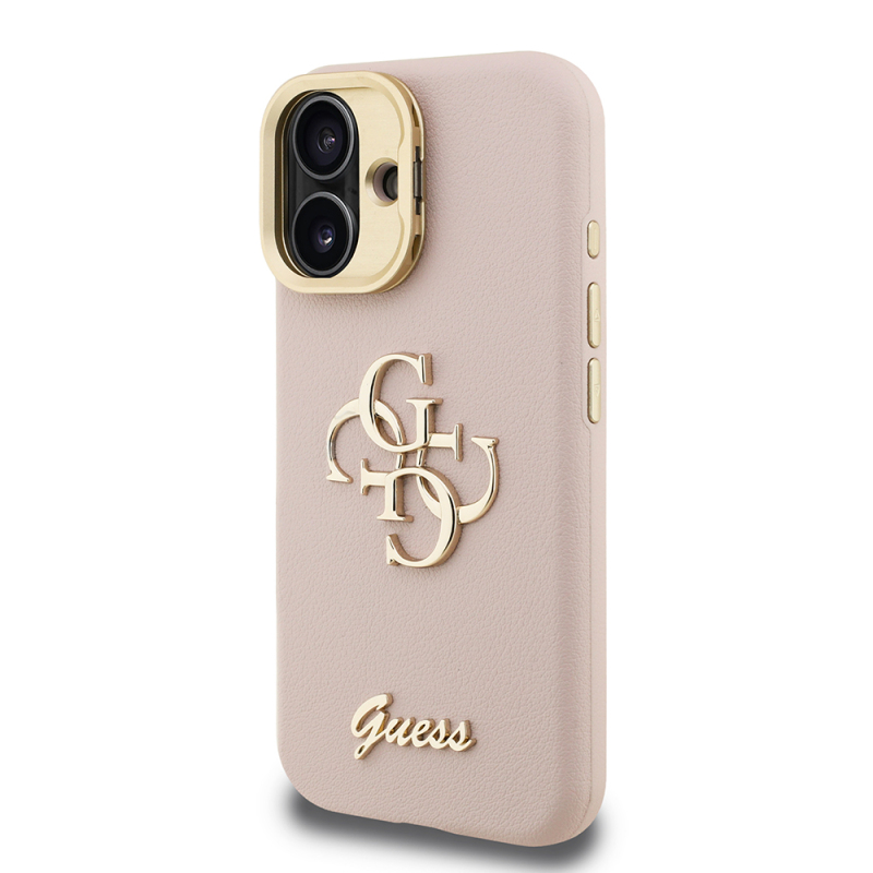 Apple iPhone 16 Kılıf Guess Orjinal Lisanslı Grained Yazı Logolu Kamera Standlı Kapak - 6