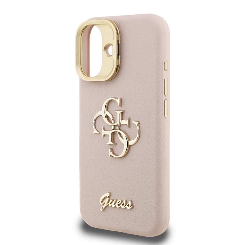 Apple iPhone 16 Kılıf Guess Orjinal Lisanslı Grained Yazı Logolu Kamera Standlı Kapak - 10