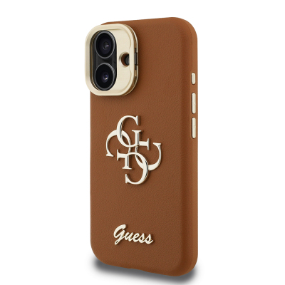 Apple iPhone 16 Kılıf Guess Orjinal Lisanslı Grained Yazı Logolu Kamera Standlı Kapak - 13