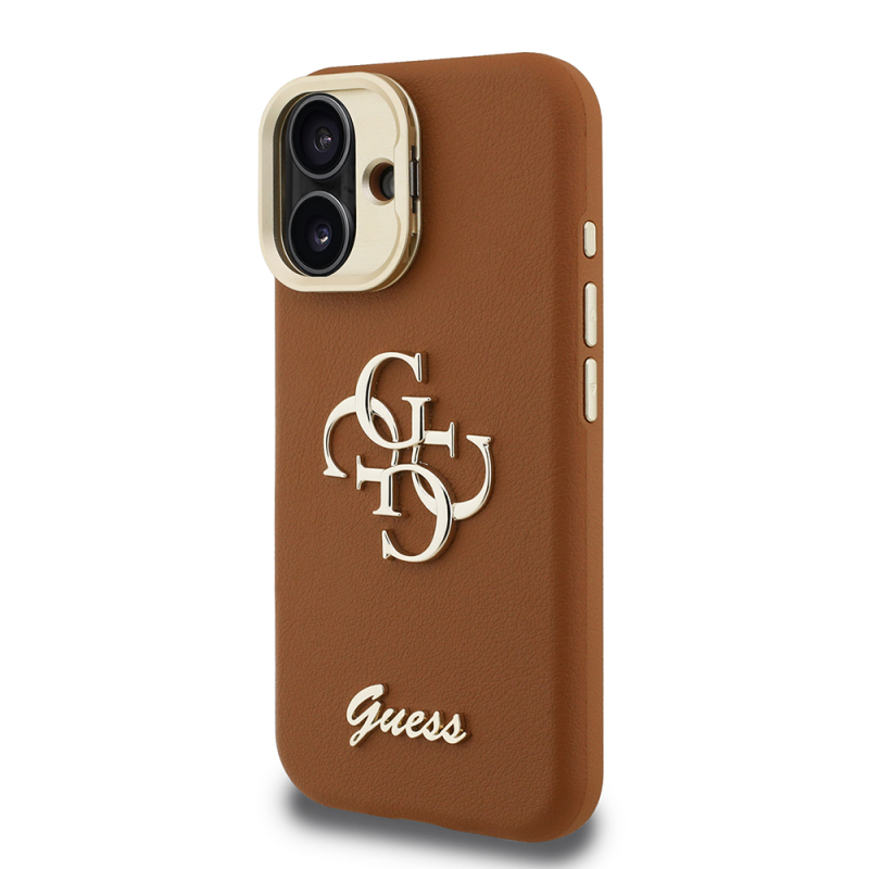 Apple iPhone 16 Kılıf Guess Orjinal Lisanslı Grained Yazı Logolu Kamera Standlı Kapak - 13