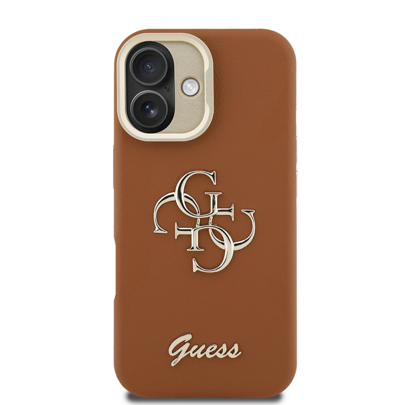 Apple iPhone 16 Kılıf Guess Orjinal Lisanslı Grained Yazı Logolu Kamera Standlı Kapak - 14