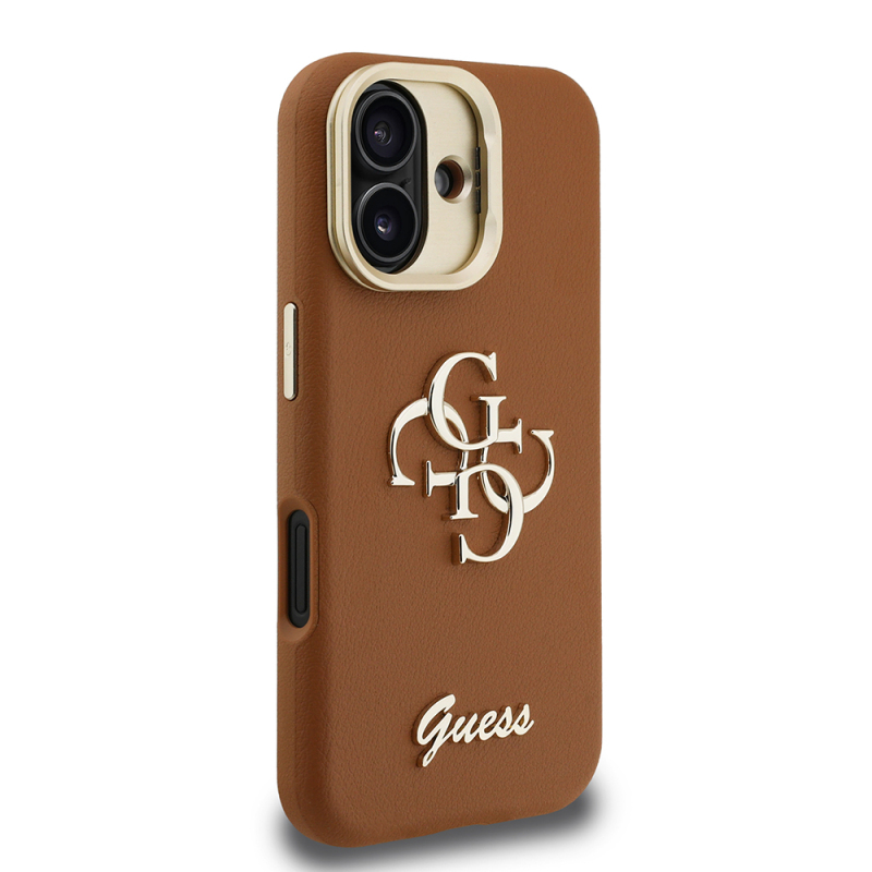 Apple iPhone 16 Kılıf Guess Orjinal Lisanslı Grained Yazı Logolu Kamera Standlı Kapak - 15