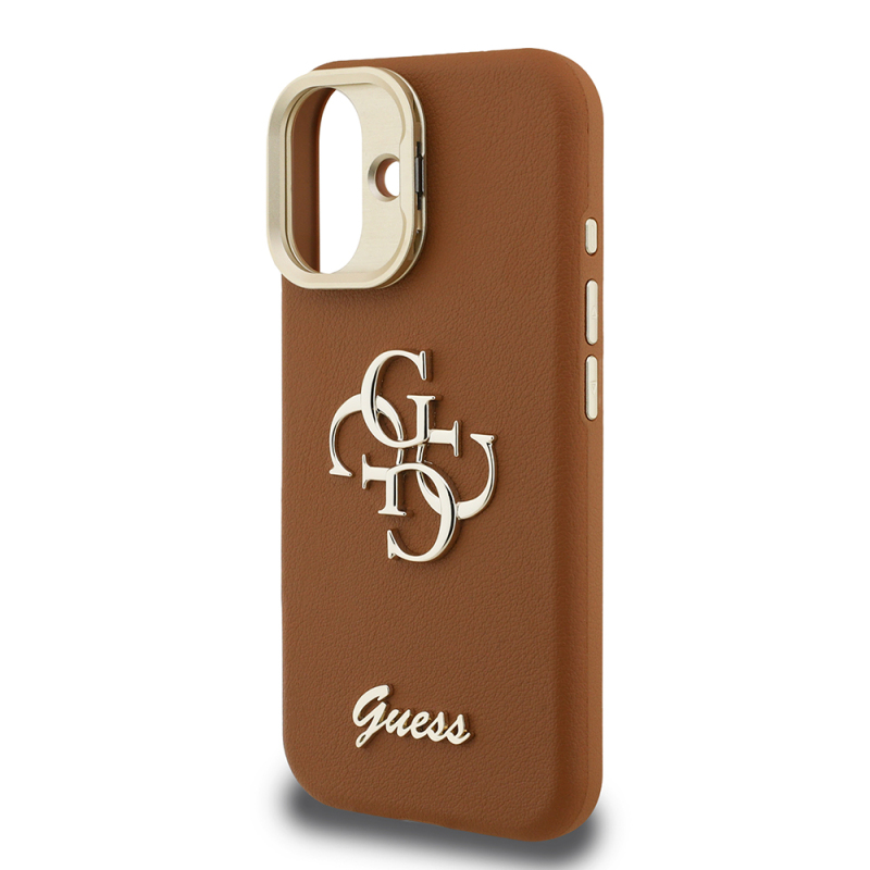 Apple iPhone 16 Kılıf Guess Orjinal Lisanslı Grained Yazı Logolu Kamera Standlı Kapak - 17