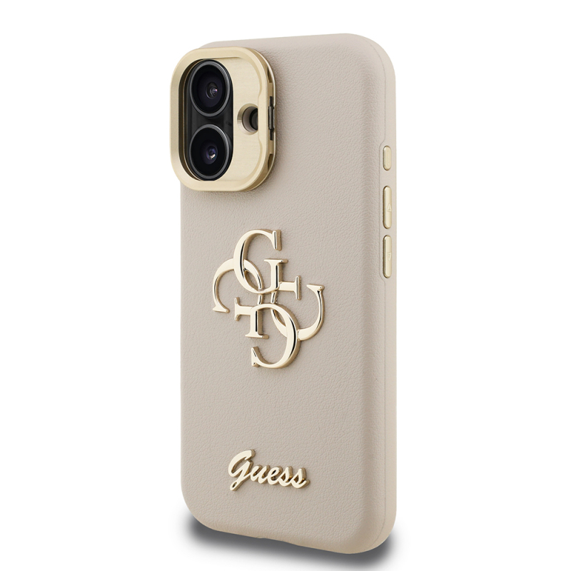Apple iPhone 16 Kılıf Guess Orjinal Lisanslı Grained Yazı Logolu Kamera Standlı Kapak - 27