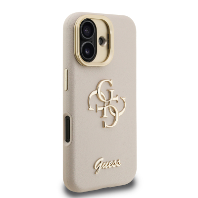 Apple iPhone 16 Kılıf Guess Orjinal Lisanslı Grained Yazı Logolu Kamera Standlı Kapak - 29
