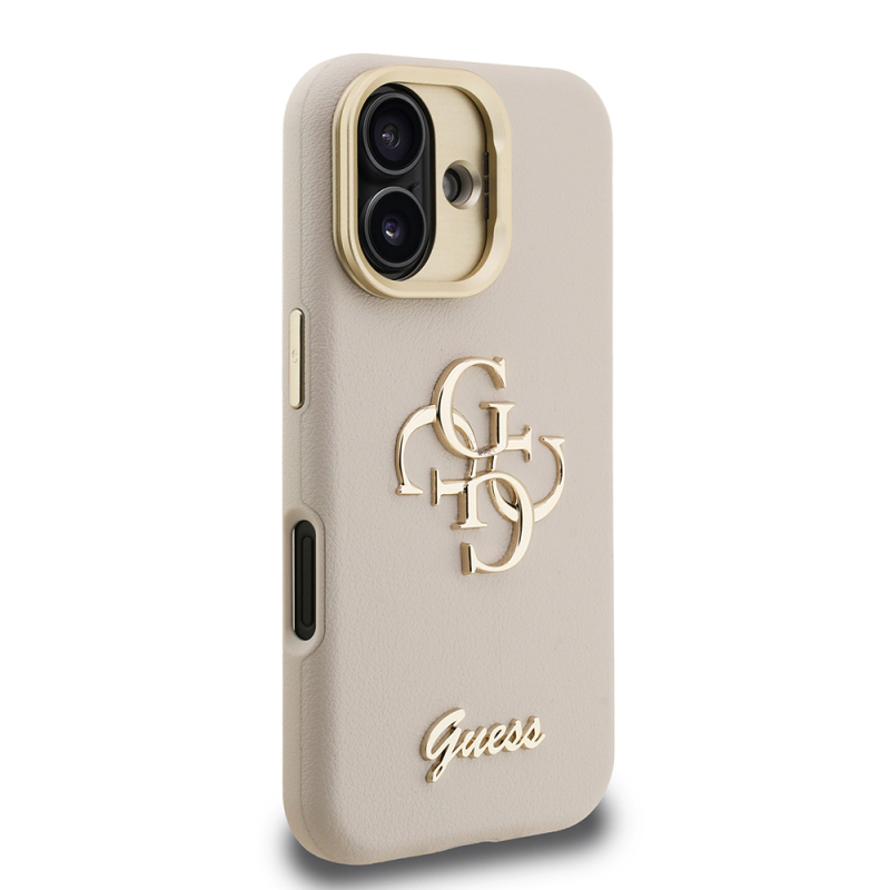 Apple iPhone 16 Kılıf Guess Orjinal Lisanslı Grained Yazı Logolu Kamera Standlı Kapak - 29