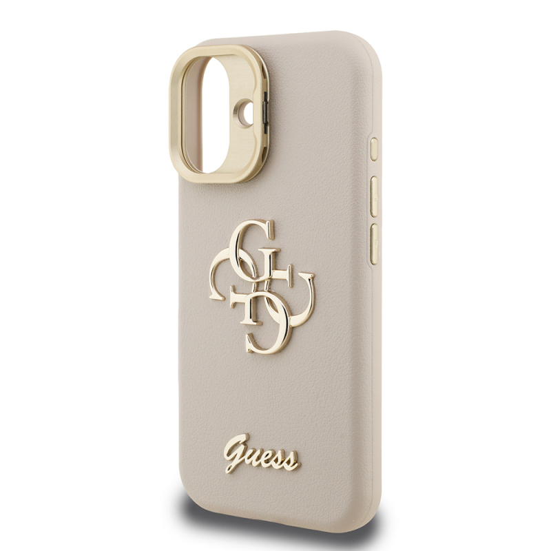 Apple iPhone 16 Kılıf Guess Orjinal Lisanslı Grained Yazı Logolu Kamera Standlı Kapak - 31