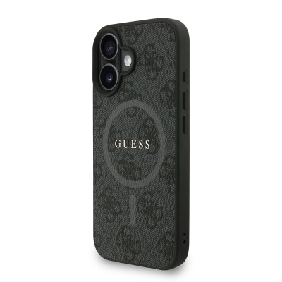 Apple iPhone 16 Kılıf Guess Orjinal Lisanslı M-safe Şarj Özellikli PU Deri Bilek Askı İpli Yazı Logolu Kapak - 4