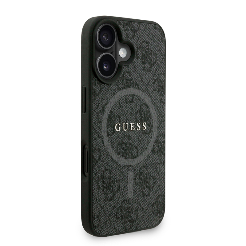 Apple iPhone 16 Kılıf Guess Orjinal Lisanslı M-safe Şarj Özellikli PU Deri Bilek Askı İpli Yazı Logolu Kapak - 5