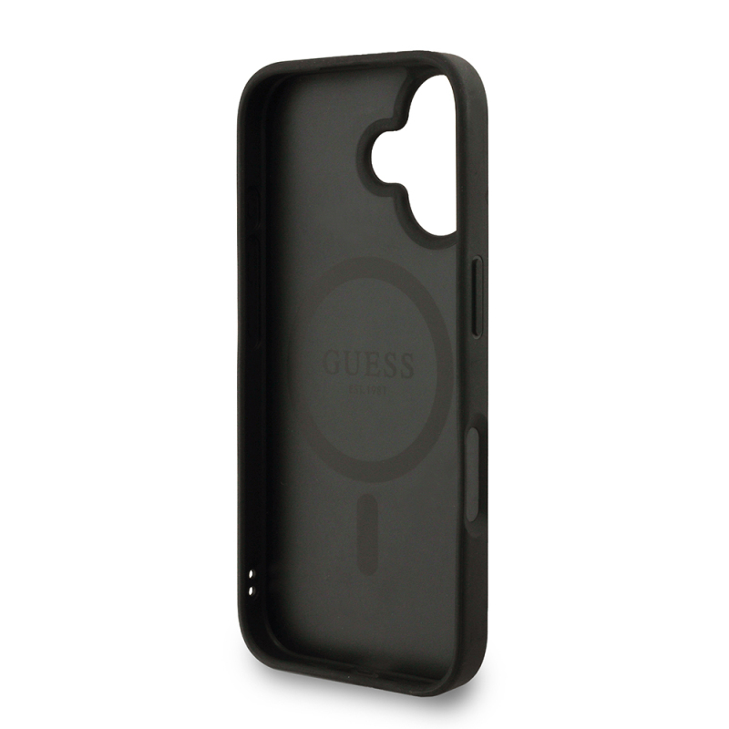 Apple iPhone 16 Kılıf Guess Orjinal Lisanslı M-safe Şarj Özellikli PU Deri Bilek Askı İpli Yazı Logolu Kapak - 8
