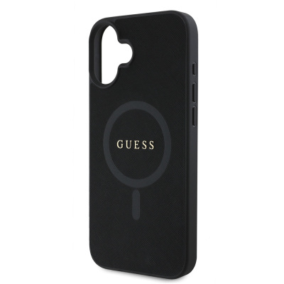 Apple iPhone 16 Kılıf Guess Orjinal Lisanslı Magsafe Şarj Özellikli Yazı Logolu Saffiano Classic Kapak - 7