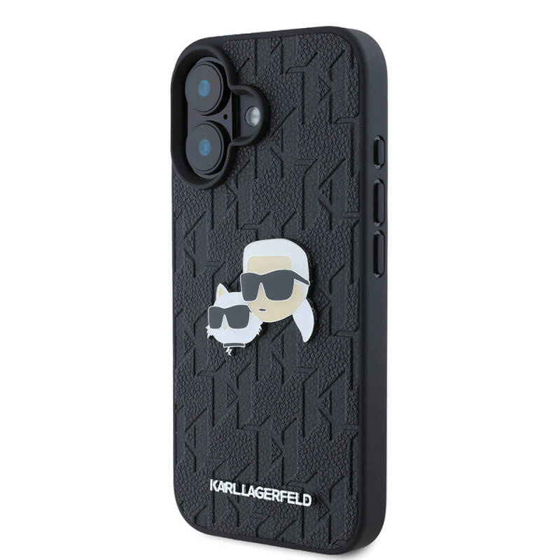 Apple iPhone 16 Kılıf Karl Lagerfeld Orjinal Lisanslı K&C Heads Monogram Pin Kapak - 3