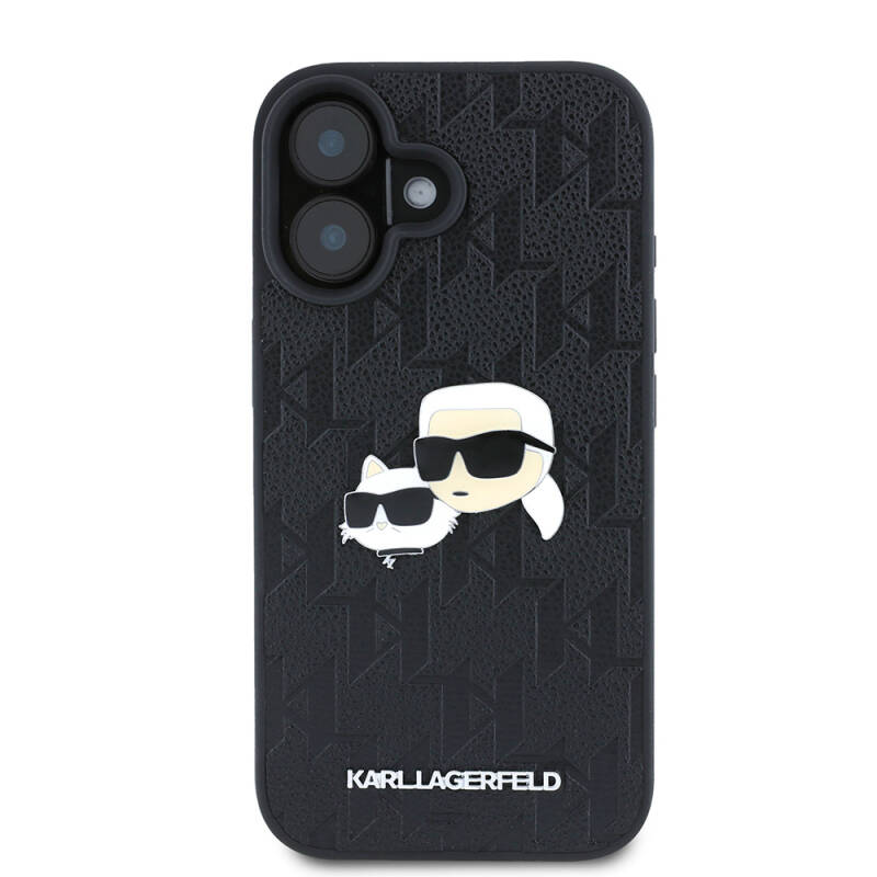 Apple iPhone 16 Kılıf Karl Lagerfeld Orjinal Lisanslı K&C Heads Monogram Pin Kapak - 4