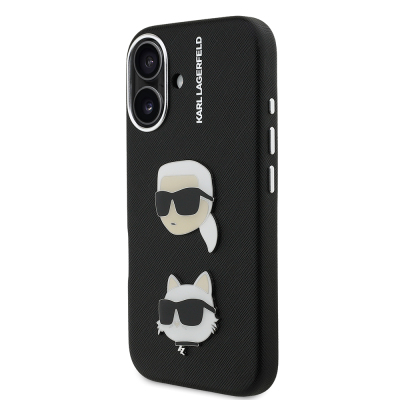 Apple iPhone 16 Kılıf Karl Lagerfeld Orjinal Lisanslı K&C Heads Pin Kapak - 3