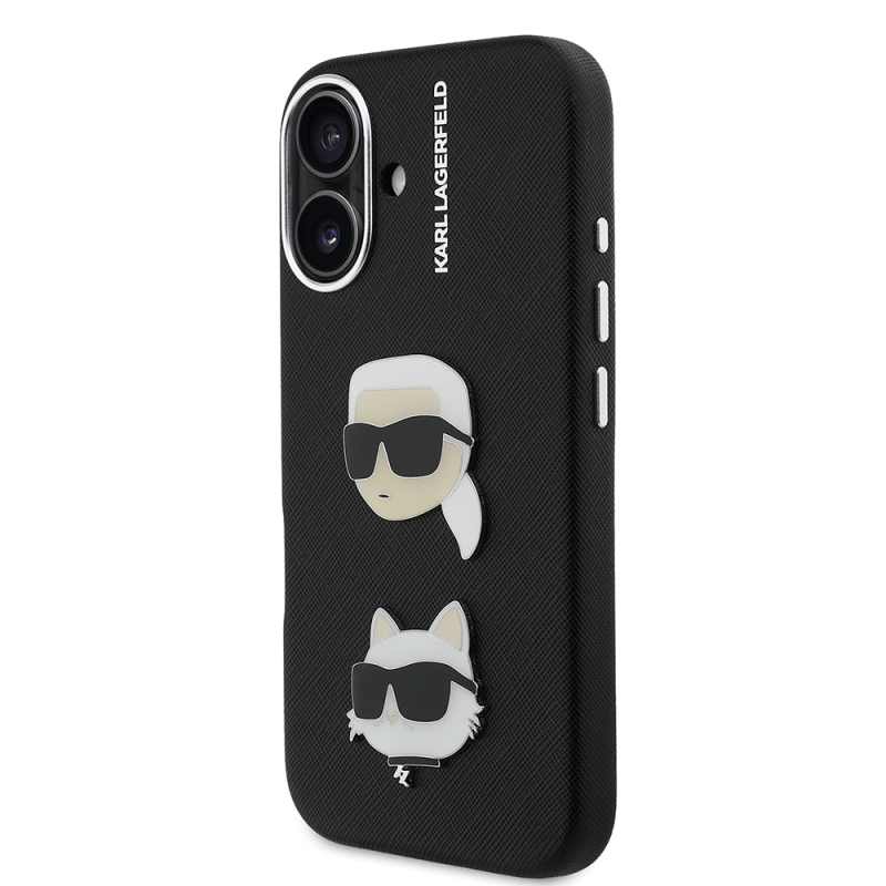 Apple iPhone 16 Kılıf Karl Lagerfeld Orjinal Lisanslı K&C Heads Pin Kapak - 3