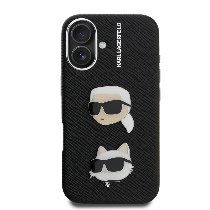 Apple iPhone 16 Kılıf Karl Lagerfeld Orjinal Lisanslı K&C Heads Pin Kapak - 4