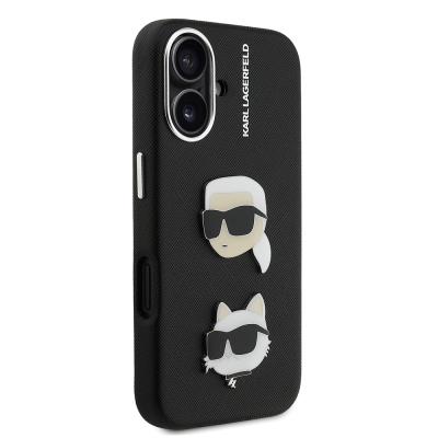 Apple iPhone 16 Kılıf Karl Lagerfeld Orjinal Lisanslı K&C Heads Pin Kapak - 5
