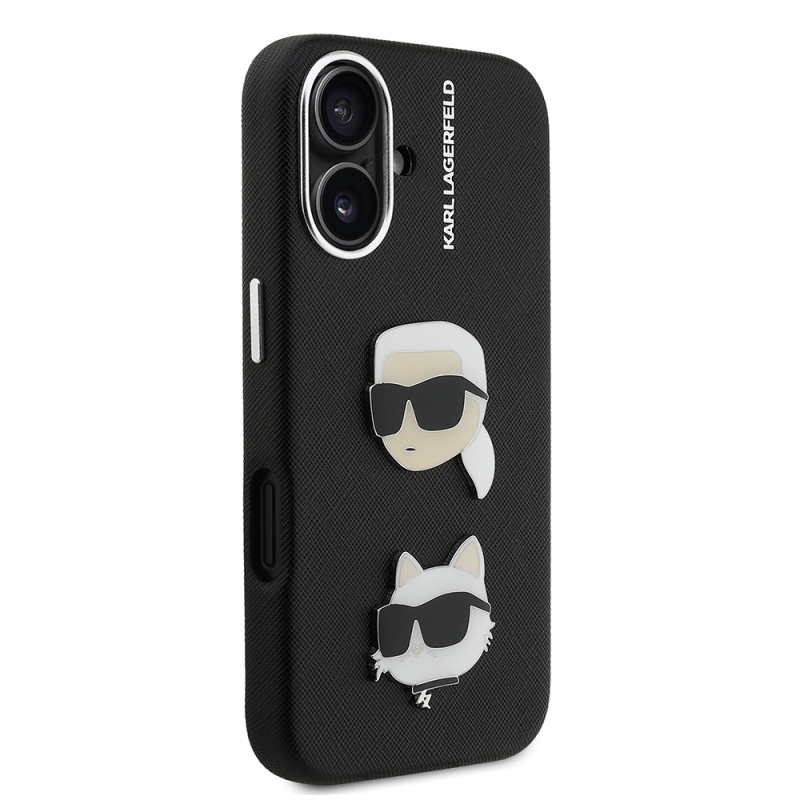 Apple iPhone 16 Kılıf Karl Lagerfeld Orjinal Lisanslı K&C Heads Pin Kapak - 5
