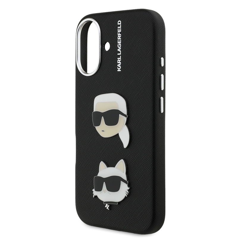 Apple iPhone 16 Kılıf Karl Lagerfeld Orjinal Lisanslı K&C Heads Pin Kapak - 7
