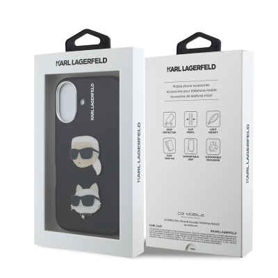 Apple iPhone 16 Kılıf Karl Lagerfeld Orjinal Lisanslı K&C Heads Pin Kapak - 9