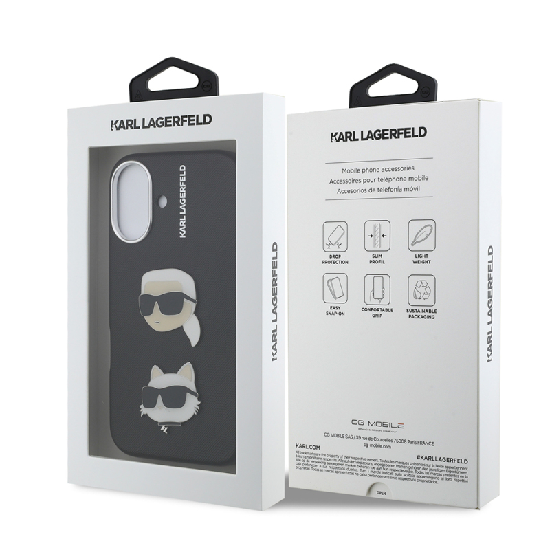 Apple iPhone 16 Kılıf Karl Lagerfeld Orjinal Lisanslı K&C Heads Pin Kapak - 9