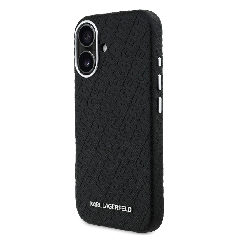 Apple iPhone 16 Kılıf Karl Lagerfeld Orjinal Lisanslı PU Deri Damgalı Metal Yazı Logolu Kapak - 3