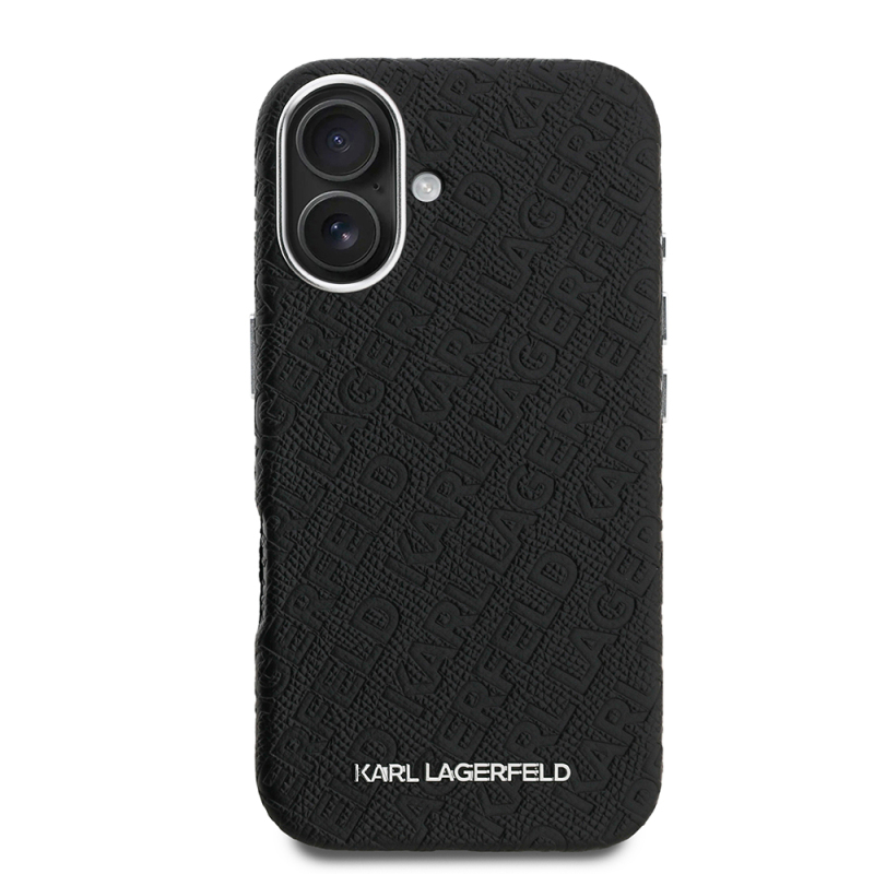 Apple iPhone 16 Kılıf Karl Lagerfeld Orjinal Lisanslı PU Deri Damgalı Metal Yazı Logolu Kapak - 4