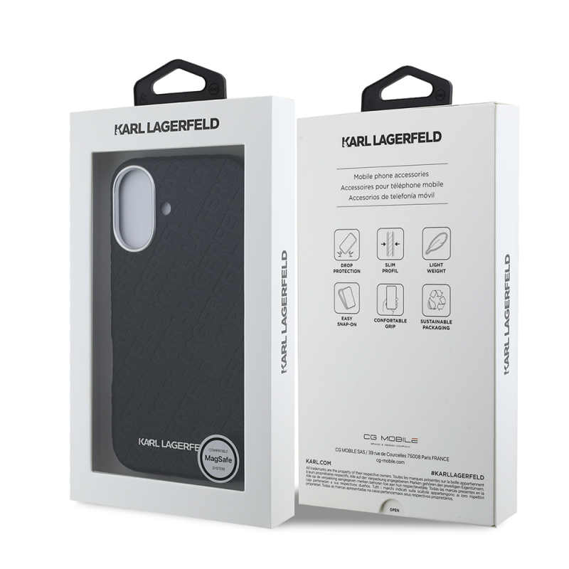 Apple iPhone 16 Kılıf Karl Lagerfeld Orjinal Lisanslı PU Deri Damgalı Metal Yazı Logolu Kapak - 9