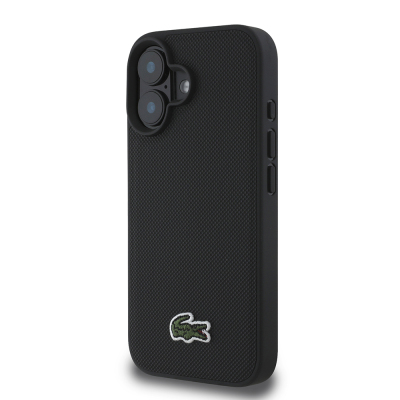 Apple iPhone 16 Kılıf Lacoste Orjinal Lisanslı PU Pike Desenli Arka Yüzey İkonik Timsah Dokuma Logolu Kapak + Type-C Kablo 1.5m - 3