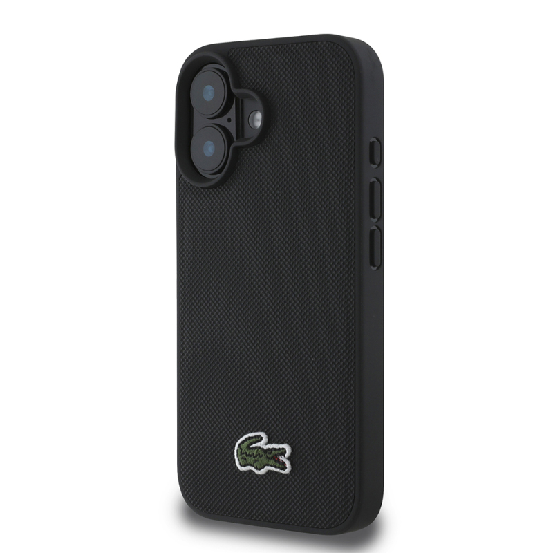 Apple iPhone 16 Kılıf Lacoste Orjinal Lisanslı PU Pike Desenli Arka Yüzey İkonik Timsah Dokuma Logolu Kapak + Type-C Kablo 1.5m - 3